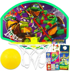 Teenage Mutant Ninja Turtles Basketball Hoop Bundle - TMNT Indoor Basketball Hoop TMNT Toys Plus Stickers, More | TMNT Toys and Games for Kids