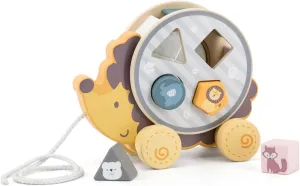 The Original Toy Company PolarB Viga Wood Toy - Pull Along Hedgehog with Sorting Wheel