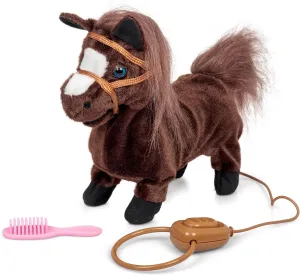 Tobar: Animigos Trotting Pony - Brown - Cuddly Animated Plush Pet, Trots-Neighs-Flicks Its Tail, Brush & Lead, Fun Interactive Toy, Toddlers-Kid 18Mo 