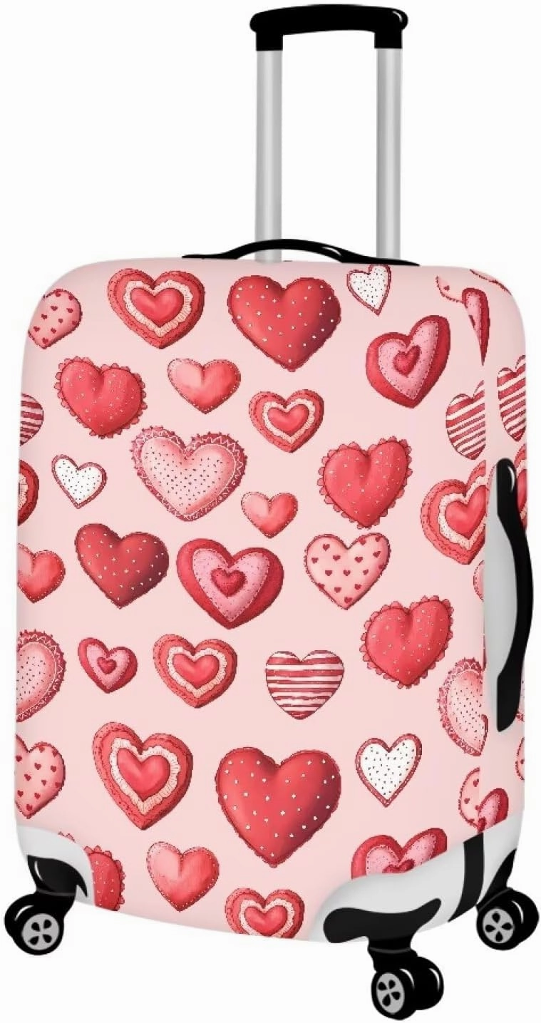 TODIYADDU Candy Heart Suitcase Cover Customized Design Your Name And Number Washable Resilient Travel Luggage Protector Suitable for Women Men Holiday Trips, M
