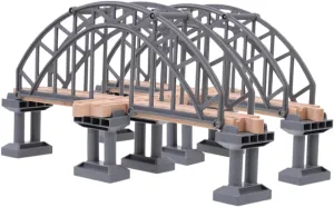 Totority Train Set Expansion Wood Plastic Train Tracks with Bridge Tunnels for Boys and Girls