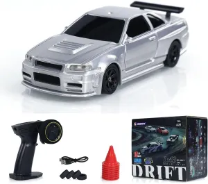 TOUCAN RC HOBBY 1:43 Remote Control Mini Drift Car Race Car Toy Radio Lights Traffic Safety Cone Without a Gyro Silver