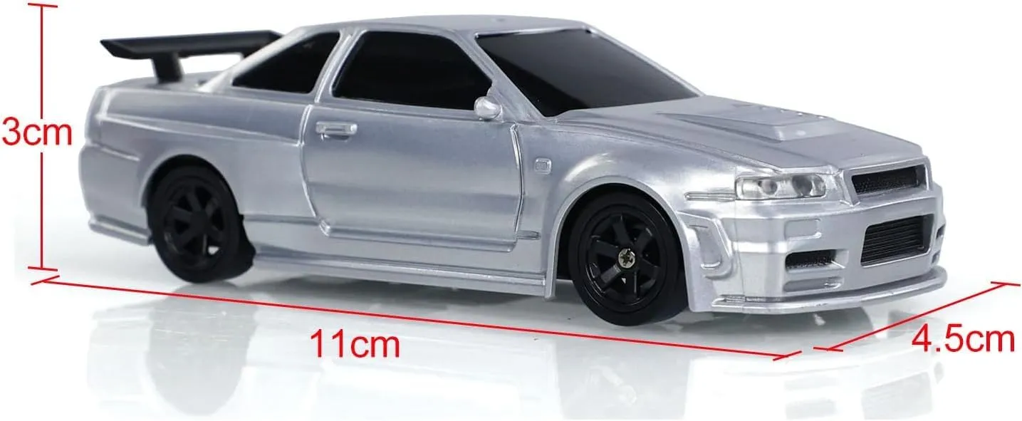 TOUCAN RC HOBBY 1:43 Remote Control Mini Drift Car Race Car Toy Radio Lights Traffic Safety Cone Without a Gyro Silver