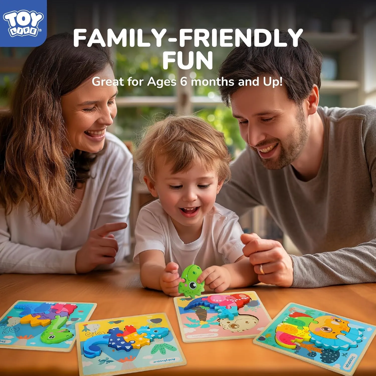 TOY Life Wooden Puzzles for Toddlers 2-4, 12 Pack Dinosaurs Puzzles for Toddler 1-3, Kids Montessori Toys for 1 2 3 Year Old, Educational Toys for Boys Girls Age 2 3 4 5, Baby Learning Toy Gifts