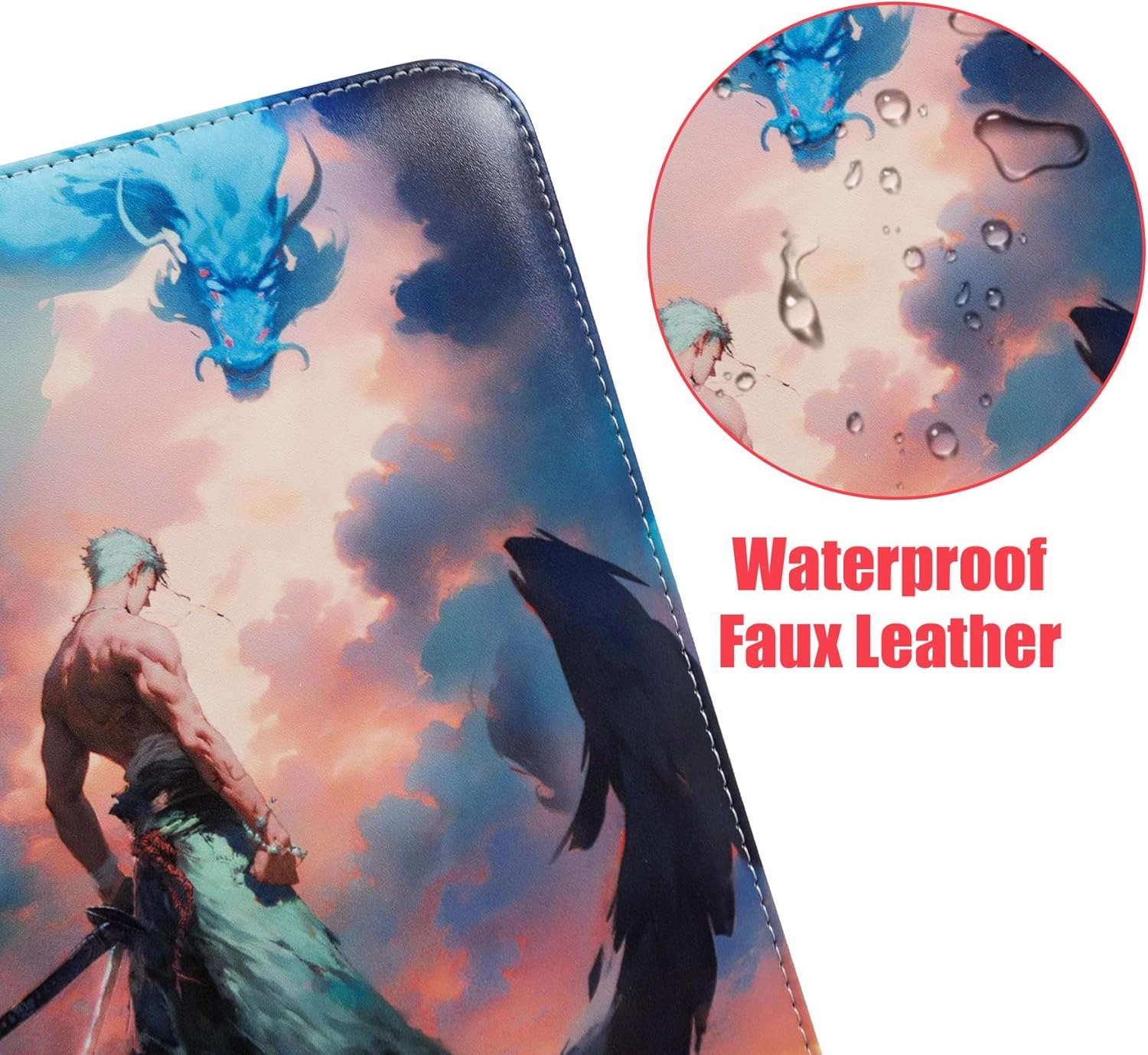 Trading Card Binder for One Piece Zoro Cards,9 Pocket with 60 Sleeves up to 1080 Cards One Piece TCG Card Binder,Waterproof Card Storage Bag with Sleeves,One Piece Zoro for Card Display Case