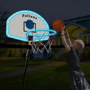 Trampoline Basketball Hoop - Easy to Install with Mini Ball and Pump, Fit for 25mm Straight & Curved Pole Trampolines