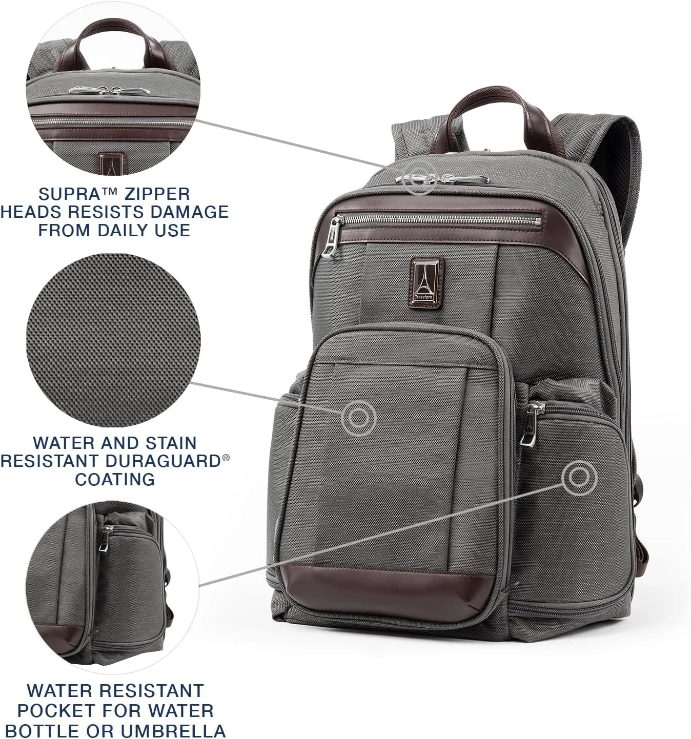 Travelpro Platinum Elite Business Laptop Backpack, Fits up to 17.5 Inch Laptop, Work, Travel, Men and Women, Vintage Grey