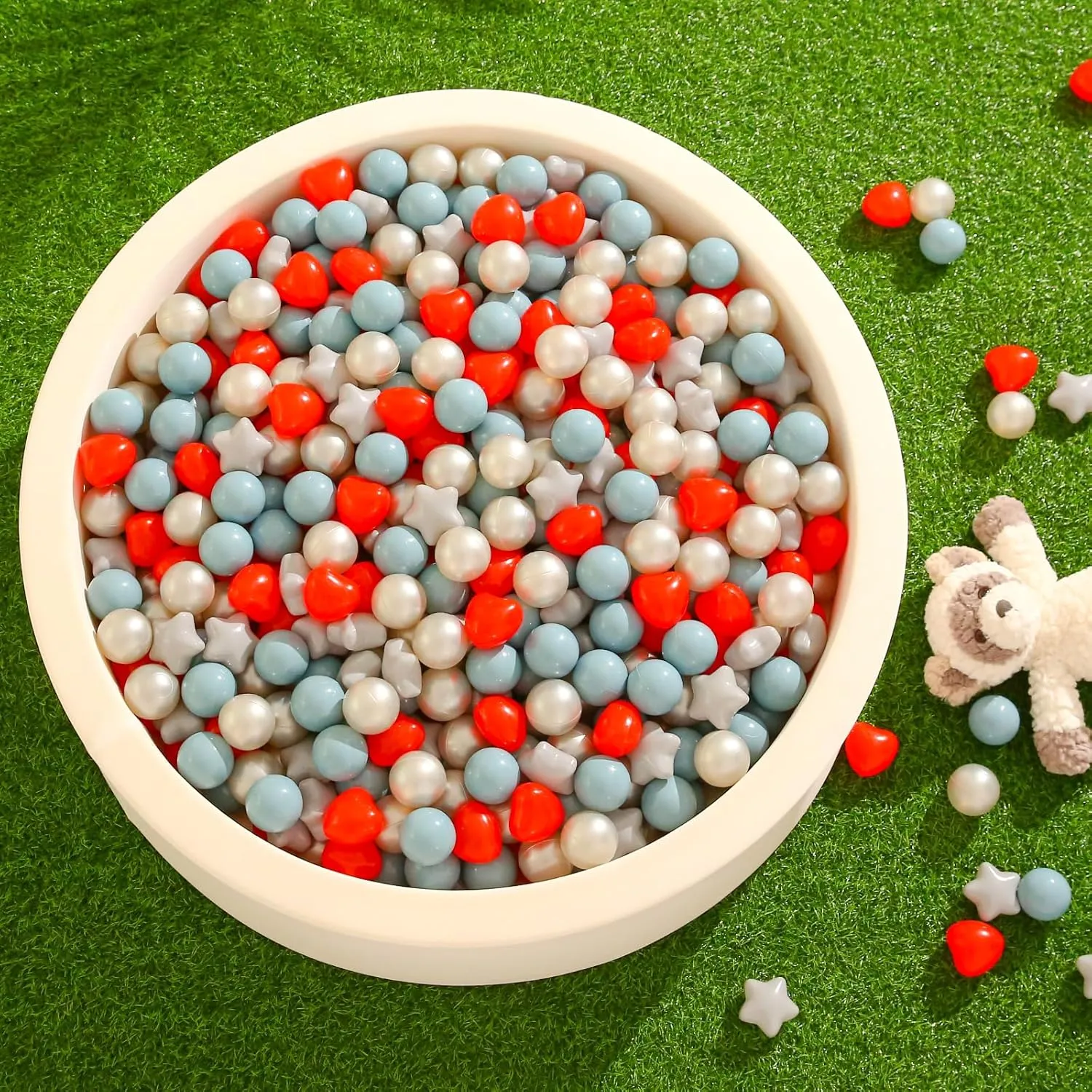 TRENDPLAY Ball Pit Balls Stars : Different Shapes - Mix Stars Shapes for Kids, Perfect for Parties, Pink Green Blue White Gray 50 100 200 500 Pack