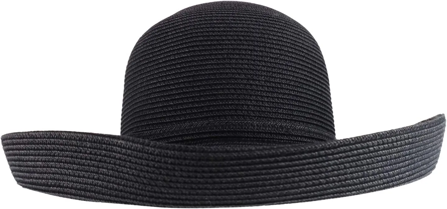Trendy Apparel Shop Women's UPF 50  Soft Paper Braid Large Kettle Brim Sun Hat