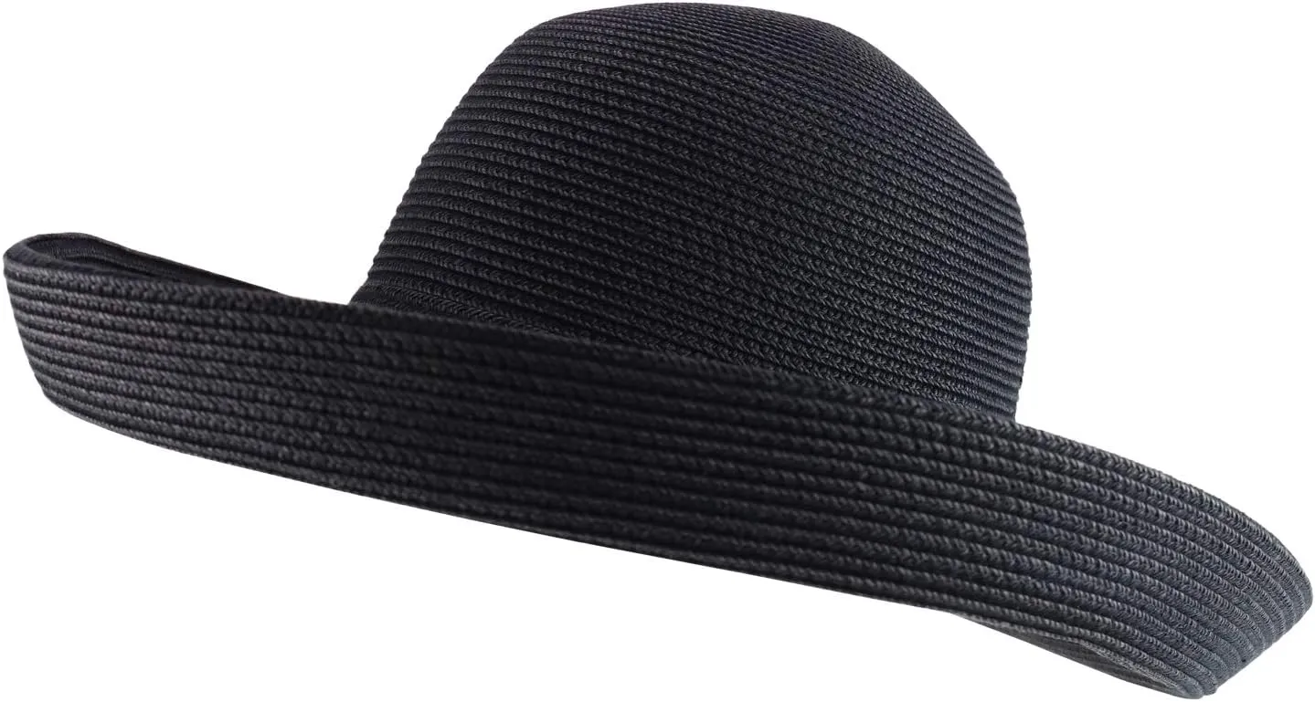 Trendy Apparel Shop Women's UPF 50  Soft Paper Braid Large Kettle Brim Sun Hat
