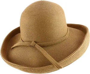 Trendy Apparel Shop Women's UPF 50  Soft Paper Braid Large Kettle Brim Sun Hat