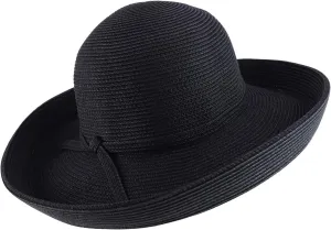 Trendy Apparel Shop Women's UPF 50  Soft Paper Braid Large Kettle Brim Sun Hat