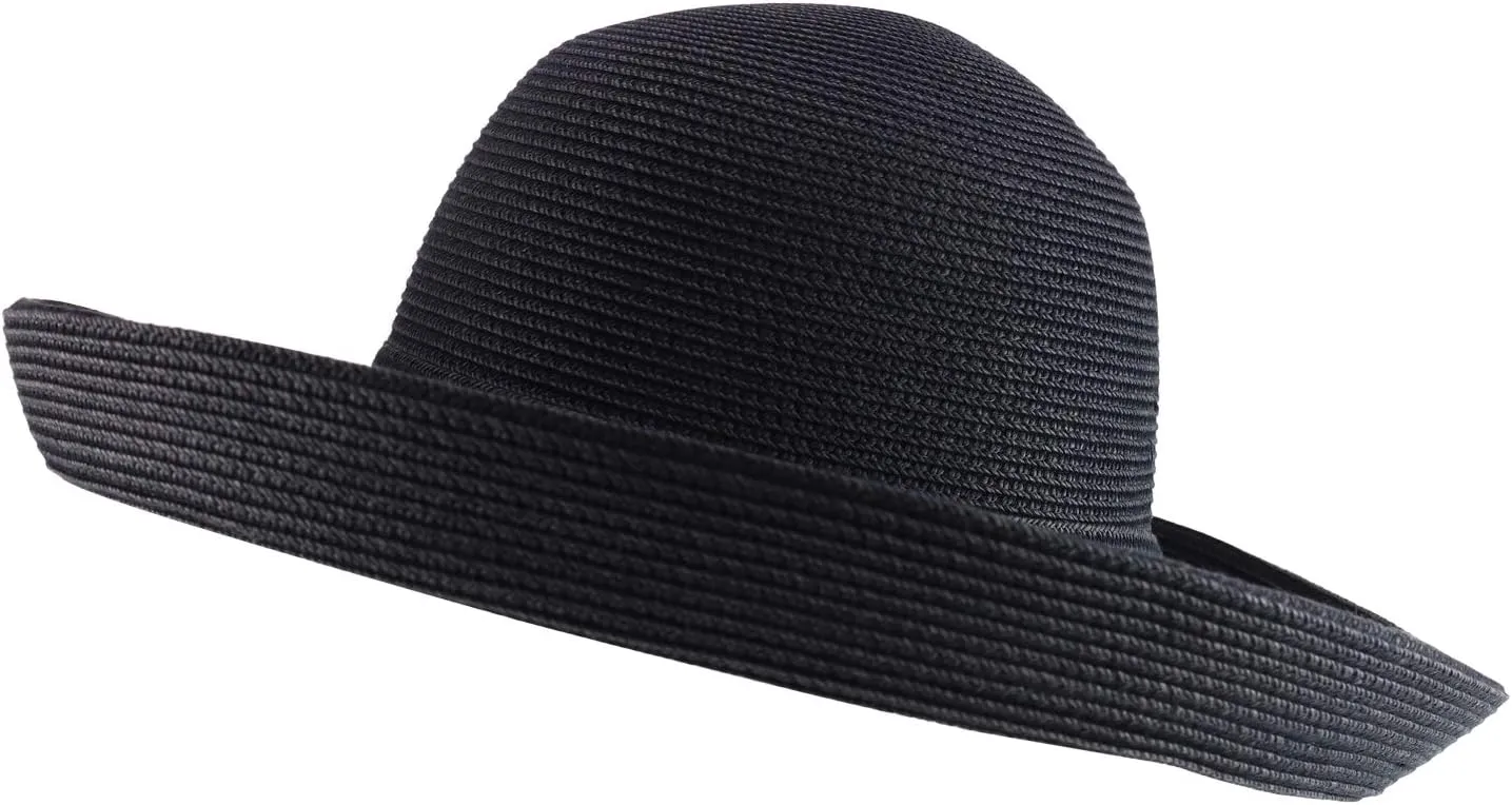 Trendy Apparel Shop Women's UPF 50  Soft Paper Braid Large Kettle Brim Sun Hat
