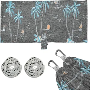 Tropical Palm Trees Grayish Black Camping Hammock Single Portable Hammocks 330 lbs Capacity with 2 Tree Straps and Attached Carry Bag,Perfect for Outdoor,Indoor,Beach,Camping,Travel