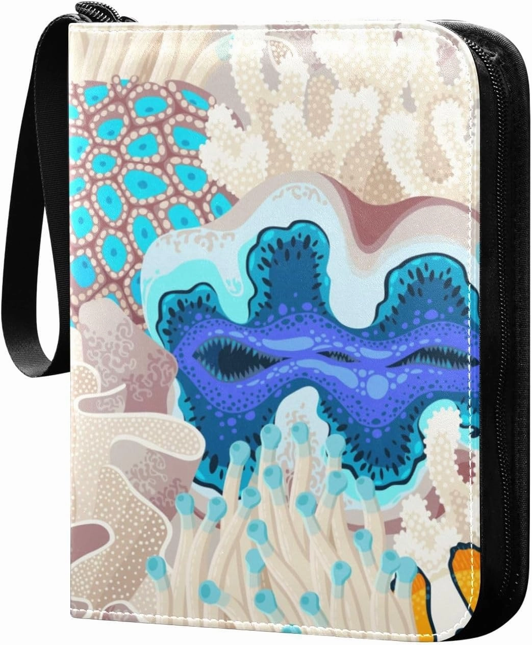 Tropical-corals-reefs-fish-texture Card Binder 4 Pocket, Fits 400 Cards,Trading Card Binder with Sleeves, Waterproof Sports Card Binder with Zip Collectible Trading Card Albums for Collectible Game Ca