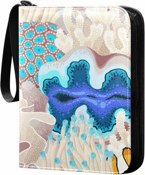 Tropical-corals-reefs-fish-texture Card Binder 4 Pocket, Fits 400 Cards,Trading Card Binder with Sleeves, Waterproof Sports Card Binder with Zip Collectible Trading Card Albums for Collectible Game Ca