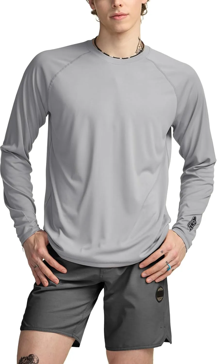 TSLA Men's Rashguard Swim Shirts, UPF 50  Cool Running Workout Loose-Fit Long Sleeve
