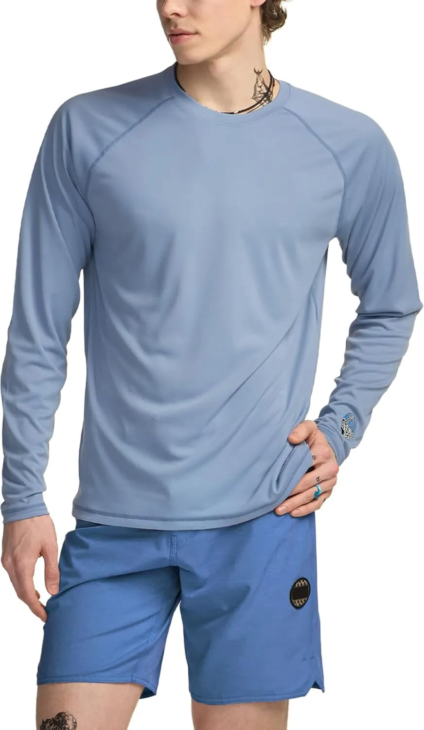TSLA Men's Rashguard Swim Shirts, UPF 50  Cool Running Workout Loose-Fit Long Sleeve