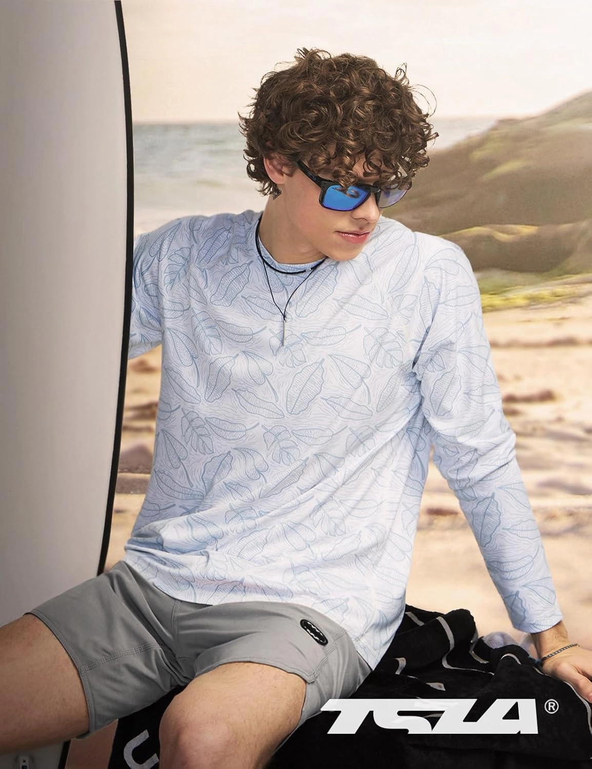 TSLA Men's Rashguard Swim Shirts, UPF 50  Cool Running Workout Loose-Fit Long Sleeve