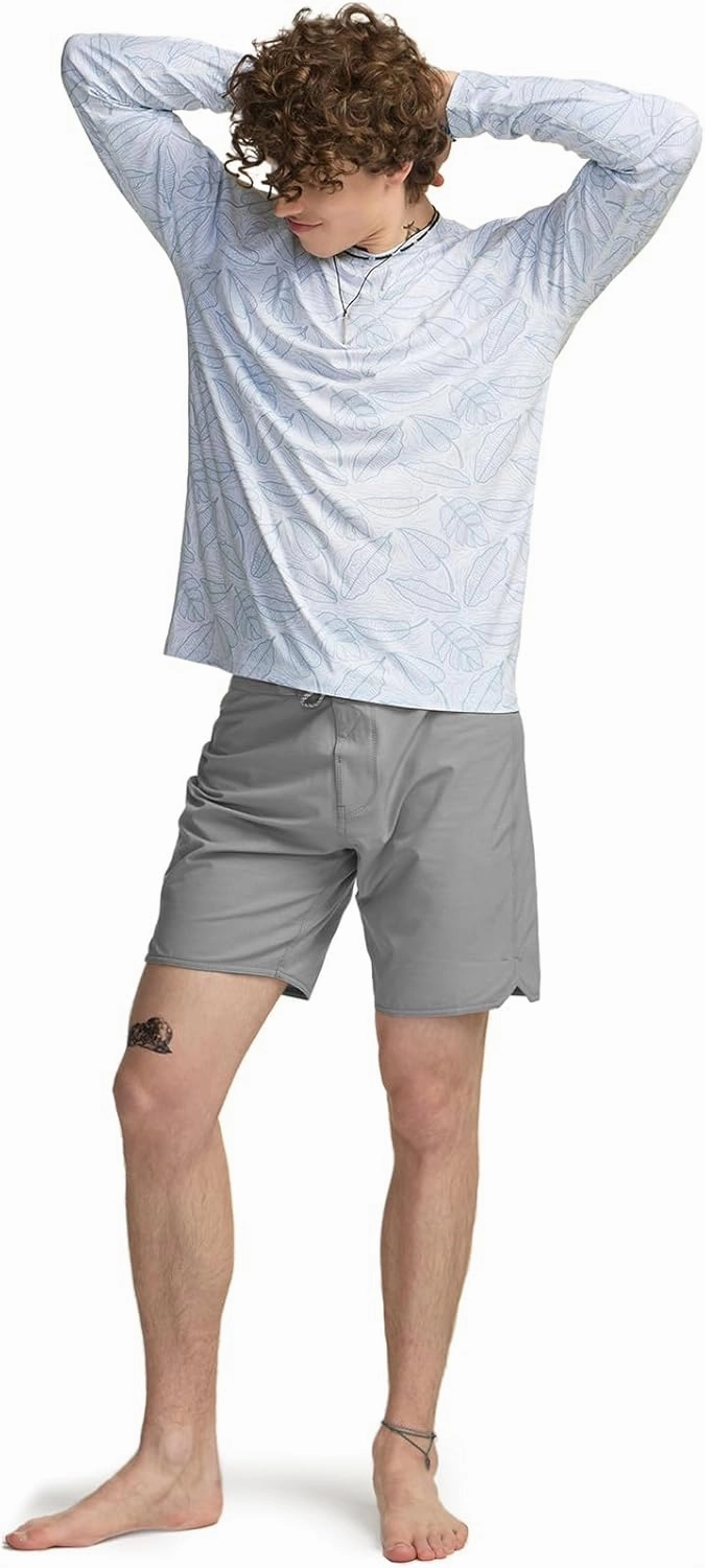 TSLA Men's Rashguard Swim Shirts, UPF 50  Cool Running Workout Loose-Fit Long Sleeve