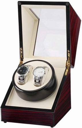 Turn The Watch Box,Single Watch Winder with Quiet Motor for Automatic Watches,in Wood Shell and Leather/Carbon Fiber Leather (Color : A)
