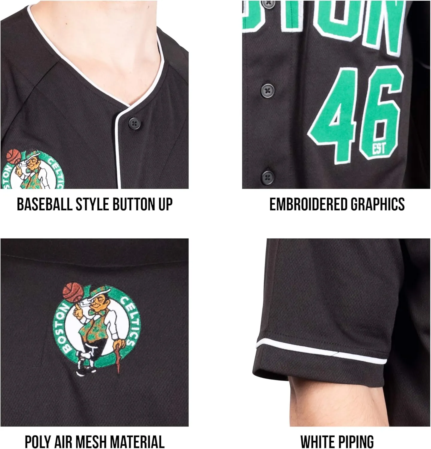 Ultra Game Men's NBA Official Super Soft Button Down Baseball Shirt