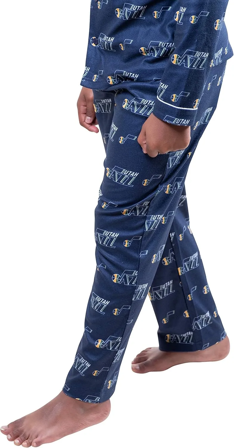 Ultra Game Youth NBA Official 2-Piece Super Soft Button Down Pajamas Set