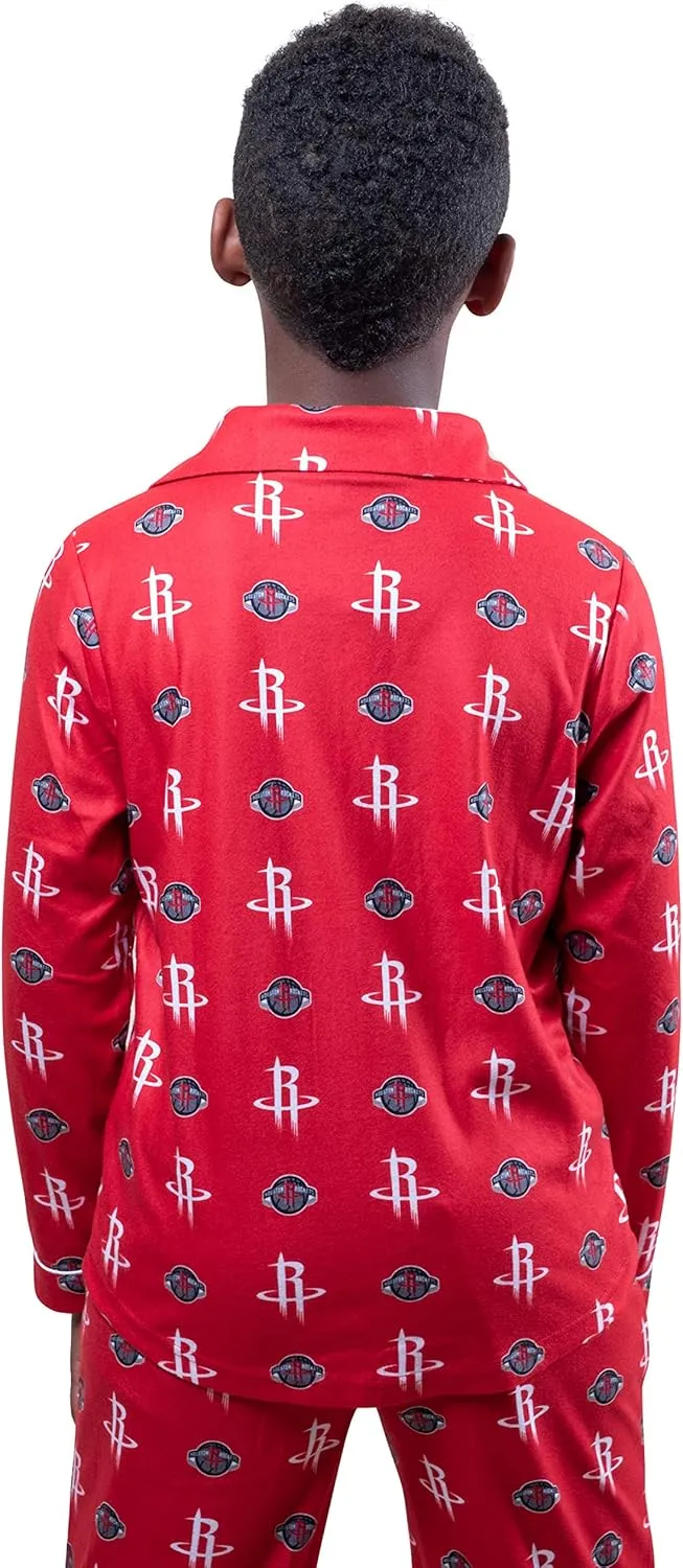 Ultra Game Youth NBA Official 2-Piece Super Soft Button Down Pajamas Set