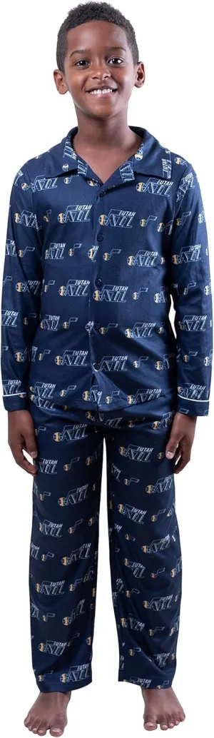 Ultra Game Youth NBA Official 2-Piece Super Soft Button Down Pajamas Set