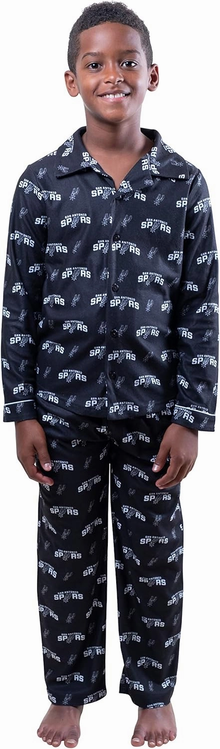 Ultra Game Youth NBA Official 2-Piece Super Soft Button Down Pajamas Set