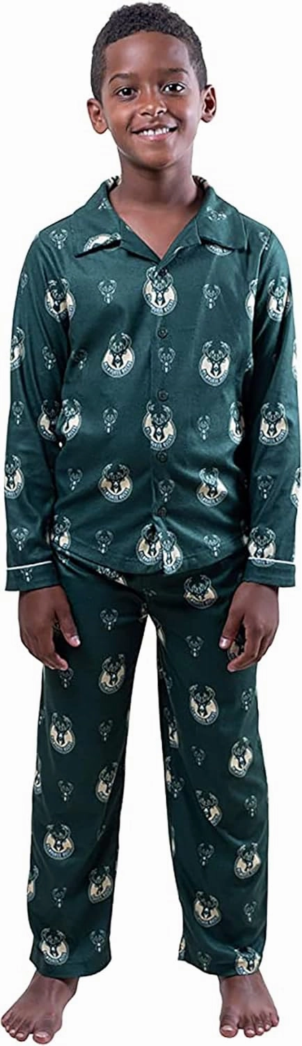 Ultra Game Youth NBA Official 2-Piece Super Soft Button Down Pajamas Set