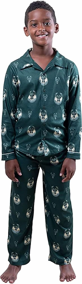 Ultra Game Youth NBA Official 2-Piece Super Soft Button Down Pajamas Set
