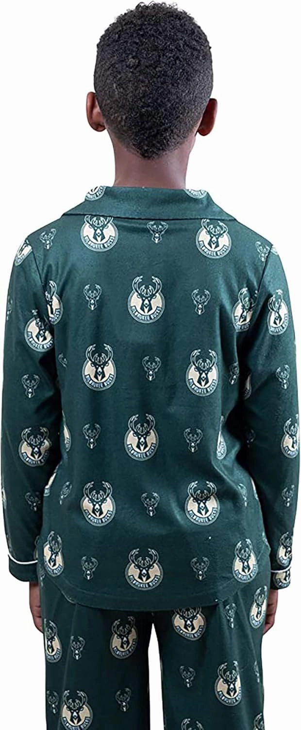 Ultra Game Youth NBA Official 2-Piece Super Soft Button Down Pajamas Set