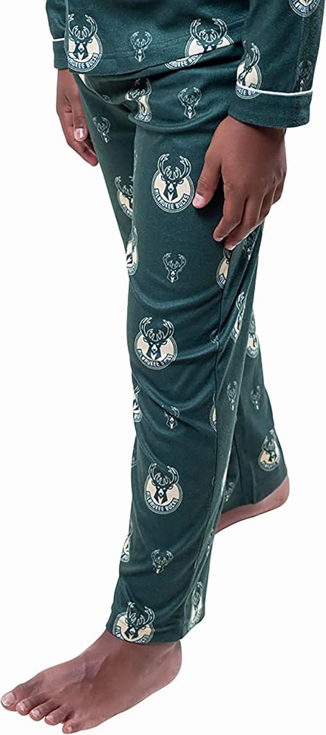Ultra Game Youth NBA Official 2-Piece Super Soft Button Down Pajamas Set