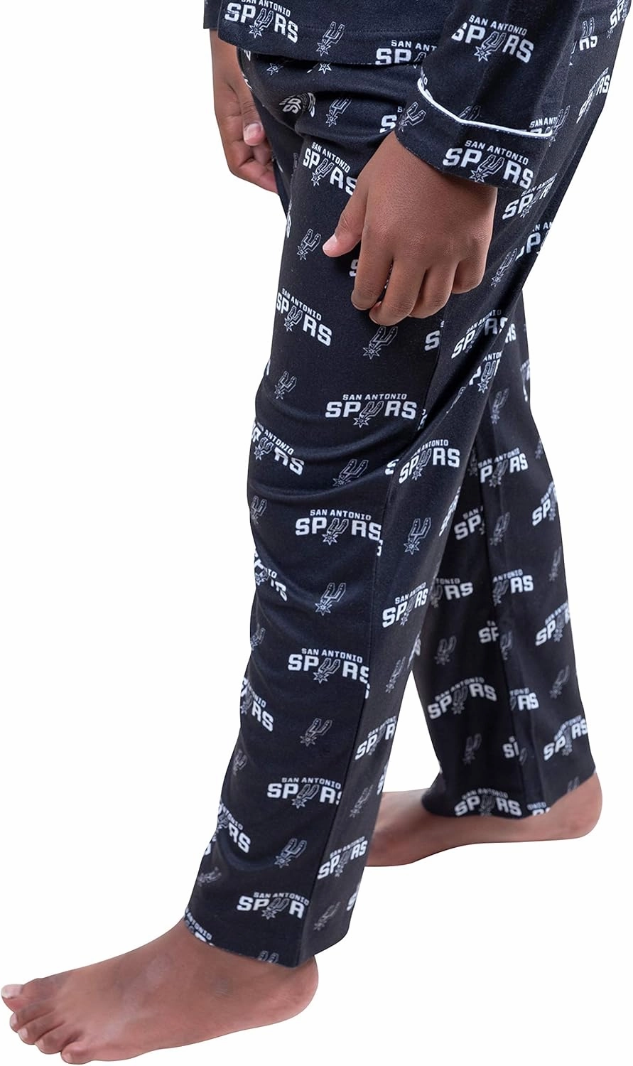 Ultra Game Youth NBA Official 2-Piece Super Soft Button Down Pajamas Set