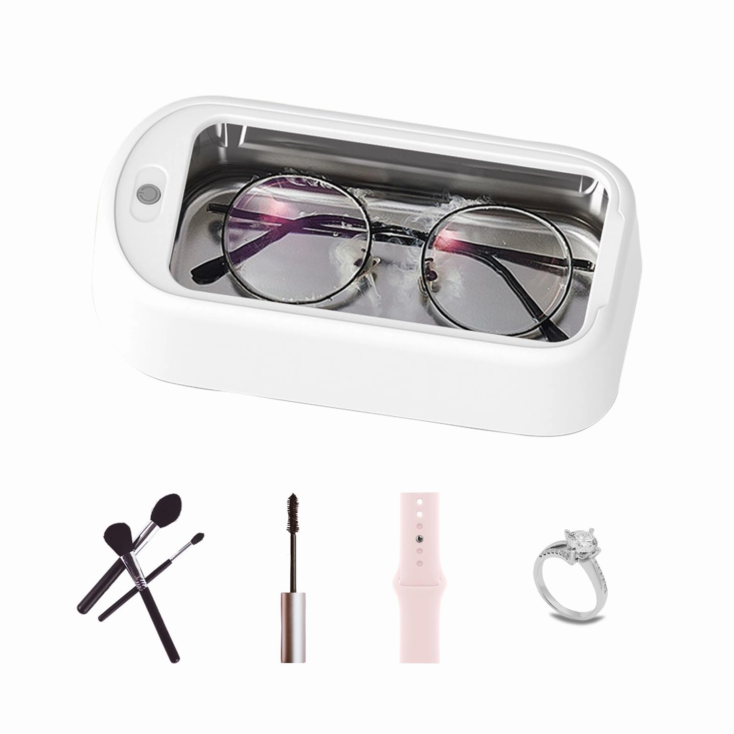 Ultrasonic Jewelry Cleaner Machine Makeup Brush Cleaner, 720ml 304 Stainless Steel Tank,45Khz Three Speed Mode Ultrasonic Cleaner for cleaning Glasses, Rings, Makeup Brushes, Watch Strap.
