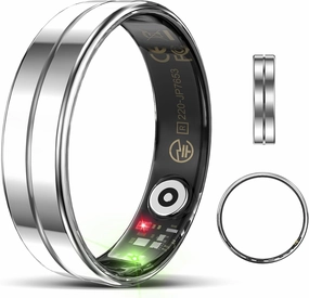Upgrade Smart Health Ring for Women & Men, Waterproof Fitness Ring, Activity & Sleep Tracker, No Subscription Fee, Silver, 9#