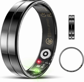 Upgrade Smart Health Ring for Women Men,Waterproof Fitness Ring, Fitness Tracker for Activity Monitoring,Sleep Tracker, No Subscription Fee, Smart Ring for iSO & Android (Black,8#)