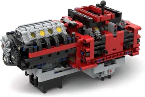V8 Engine with Gearbox Building Bricks, 777 Pieces GTE Manual 8 Speed Gearbox, Dynamic Display V8 Engine That Works, MOC-79482 Technology Engine Designed by TechnicBrickPower