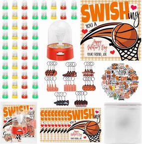 Valentine's Day Gifts 48 Pack Mini Finger Basketball Shooting Game Basketball Keychains Basketball Stickers Basketball Party Favors Classroom Rewards Carnival Prizes Party Supplies for Kids