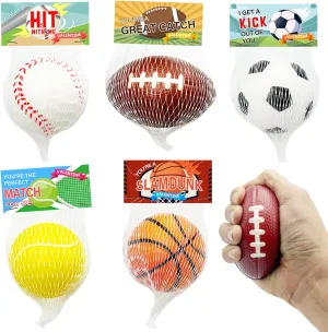 Valentines Day Gift Cards for Kids Classroom 20 Pack Mini Sports Stress Balls with Valentines Day Cards for Kids School Gift Exchange, Game Prizes, Valentines Party Favor Supplies