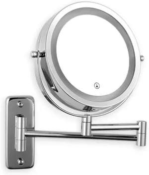 Vanity Mirror Folding Arm Extend Bathroom Mirror with LED Light 7 Inch Wall Mounted Double Side Smart Cosmetic Makeup Mirrors