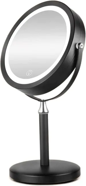 Vanity Mirror Lighted Makeup Vanity Mirror Smart Touch Control 8inch 1X 7X Magnifying Mirror Double Sided Dimmable 3 Color LED Makeup Mirror (Color : Silver) (Black)