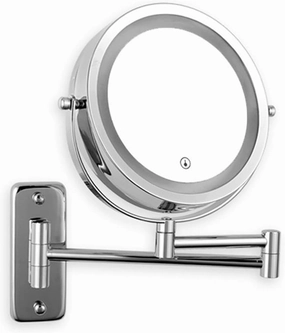 Vanity Mirror Folding Arm Extend Bathroom Mirror with LED Light 7 Inch Wall Mounted Double Side Smart Cosmetic Makeup Mirrors