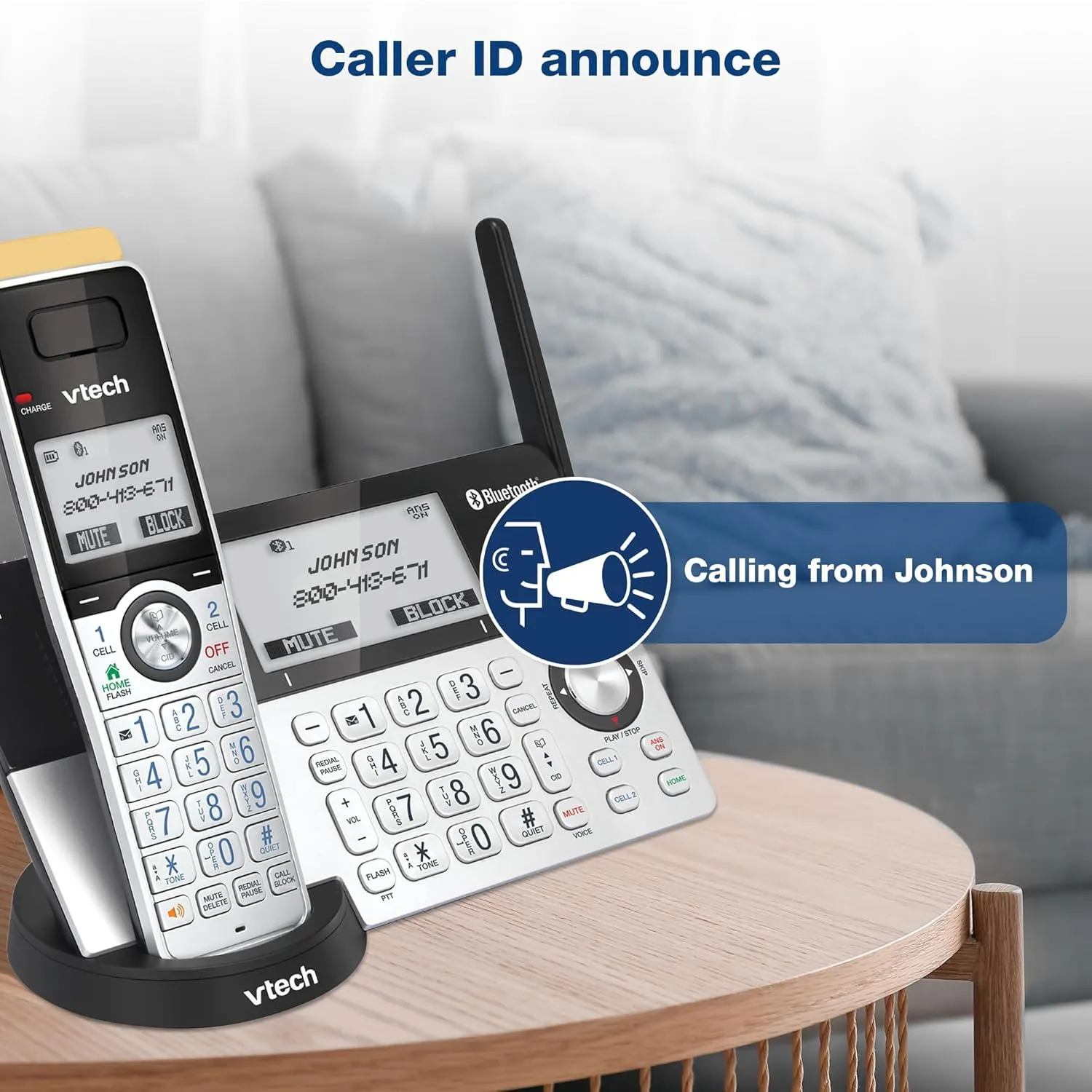 VTech IS8151-5 Super Long Range 5 Handset DECT 6.0 Cordless Phone for Home with Answering Machine, 2300 ft Range, Call Blocking, Bluetooth, Headset Jack, Power Backup, Intercom, Expandable to 12 HS