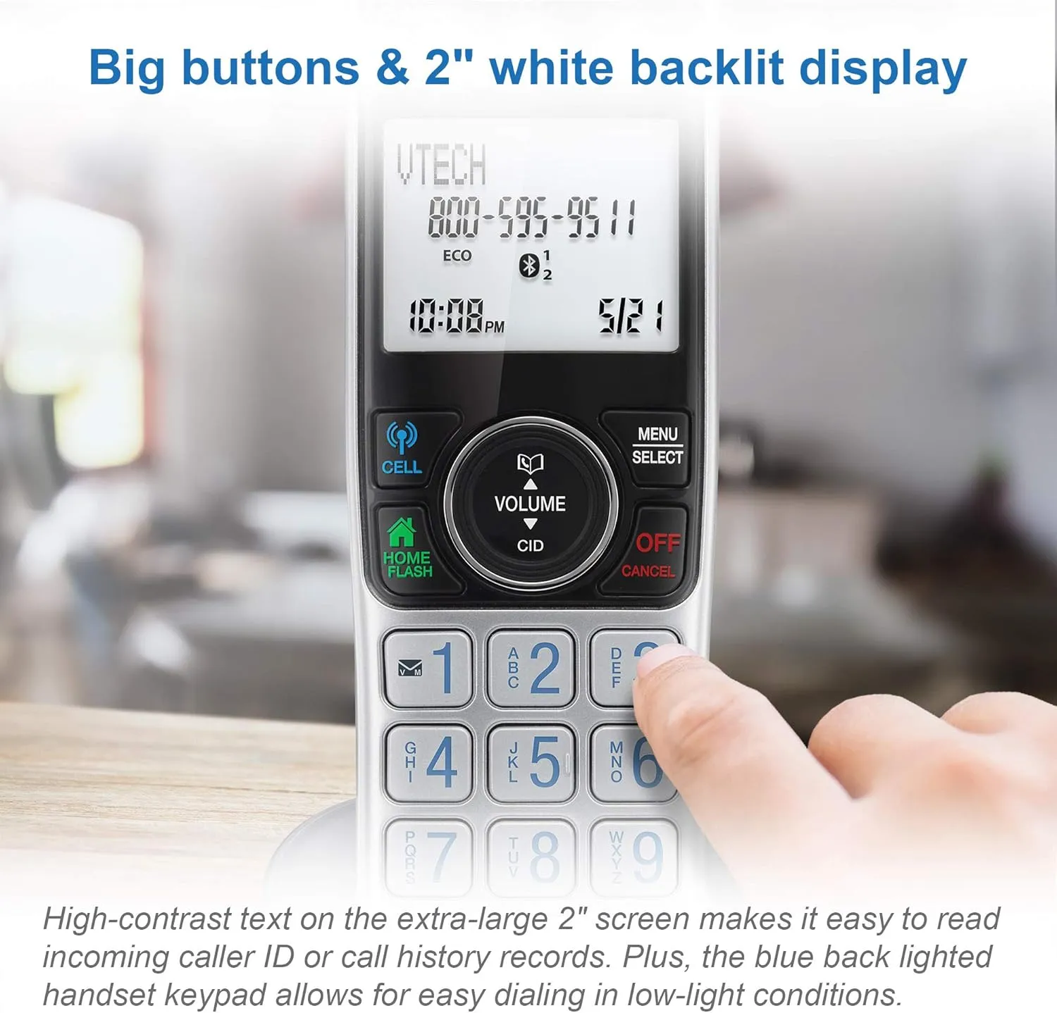 VTech VS112-3 DECT 6.0 Bluetooth 3 Handset Cordless Phone for Home with Answering Machine, Call Blocking, Caller ID, Intercom and Connect to Cell (Silver & Black)