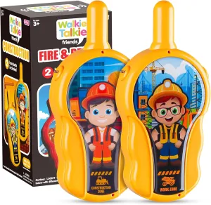 Walkie Talkies for Kids Toys Gifts for 4 5 6 7 8 Year Old Girls Boys Long Range Construction Cartoonist Walkie Talkies for Christmas Birthday Easter Gifts Indoor Outside Games Yellow