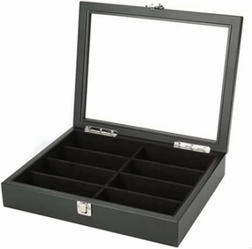 Watch Box Quartz Watch Glasses 8 Grids Wooden Jewelry Storage Box with Transparent Top Cover Watch Accessories (Color : OneColor, Size : 33.7 * 26.3 * 6.3Cm)