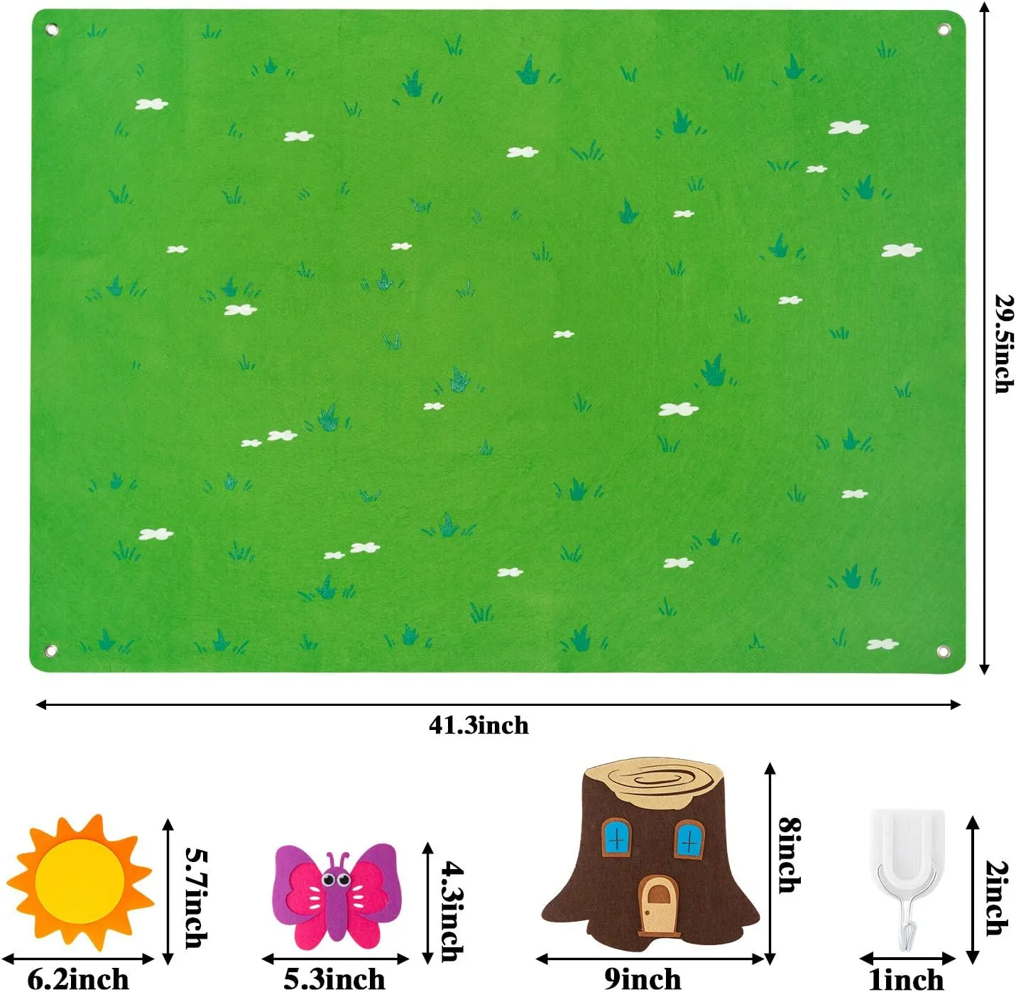 WATINC Insect Teaching Felt Board Story Set 3.5 Ft 45Pcs Preschool Bug Animals Caterpillar Bee Butterfly Dragonfly Storytelling Flannel Early Learning Play Kit Wall Hanging Gift for Toddlers (Green)