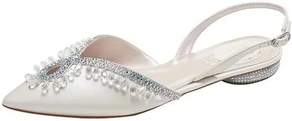 Wedding shoes Fairy rhinestone sandals with a small number of baotou flats senior sense pointed single shoes